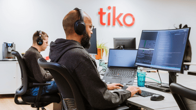 Engineer working in the tiko italia office on his computer